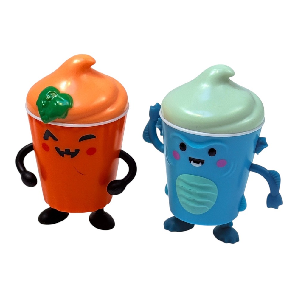 Wendys Frosty Toy Figures Lot 2  Orange Halloween and Blue Sea Monster 2023